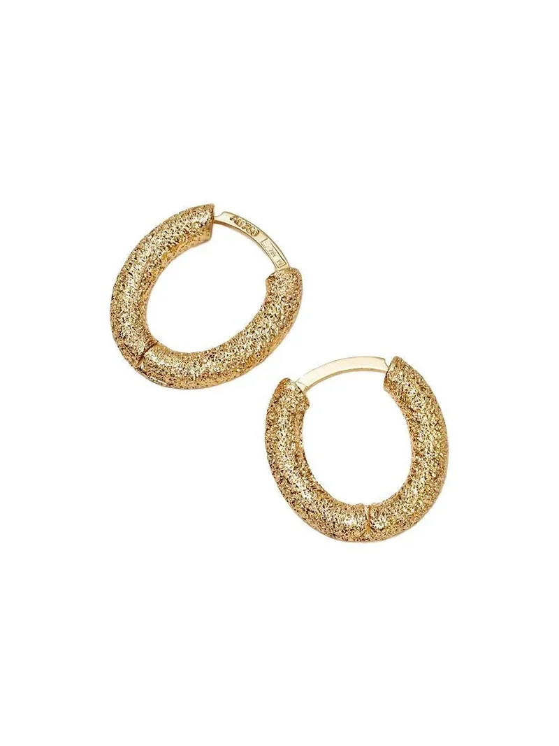 Florentine Finish Oval Huggy Earrings Florentine Finish Oval Huggy Earrings