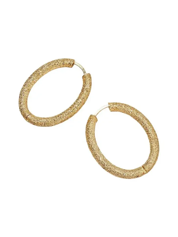 Florentine Finish Small Oval Hoop Earrings Florentine Finish Small Oval Hoop Earrings