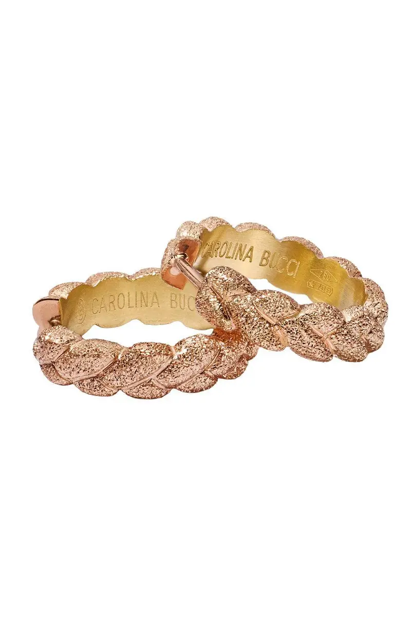 Carolina Bucci Florenting Finish Everyday Huggie Earrings - Rose Gold | Image 1 Carolina Bucci Florenting Finish Everyday Huggie Earrings - Rose Gold | Image 1