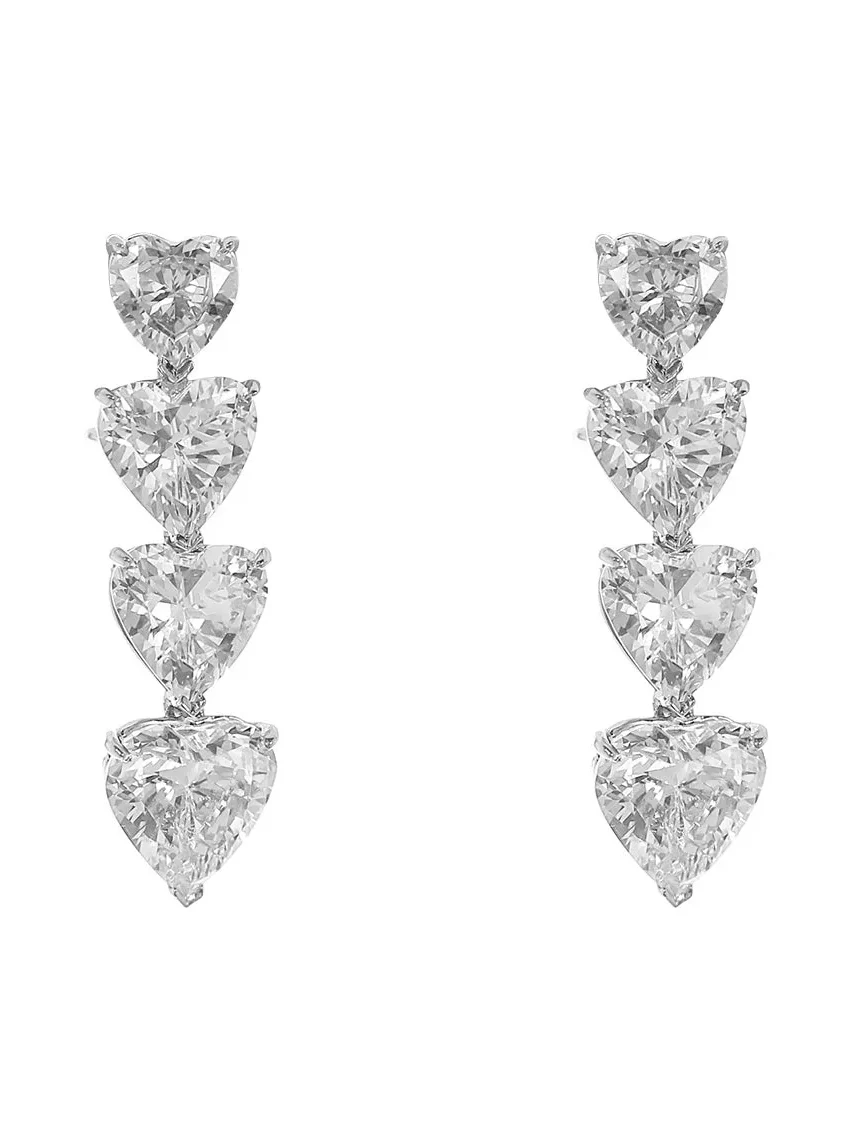 Four Stone Heart Drop Earrings