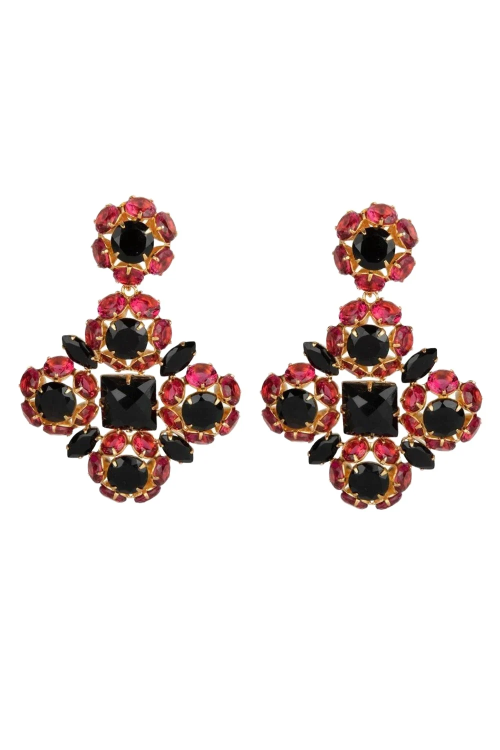 BOUNKIT JEWELRY Fuchsia Black Quartz Ariadne Earrings