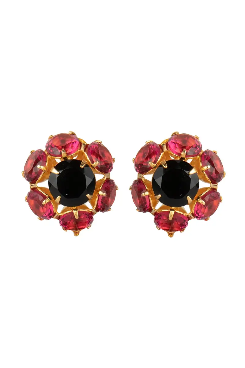 BOUNKIT JEWELRY Fuchsia Quartz Onyx Gaiana Stud Earrings | Image 1 BOUNKIT JEWELRY Fuchsia Quartz Onyx Gaiana Stud Earrings | Image 1