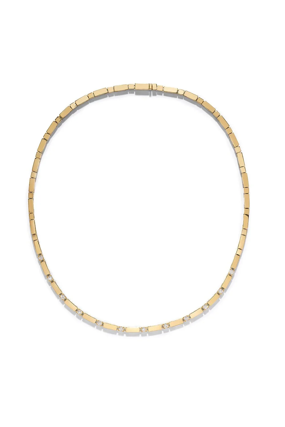 Azlee Gold Bar Diamond Tennis Necklace
