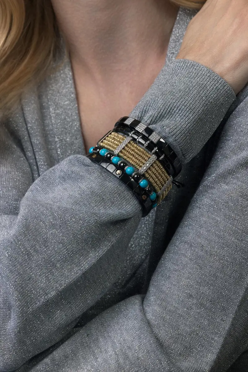 ROBERTO DEMEGLIO Gold Diamond Bar Joy Stretch Bracelet | Thumbnail 3
