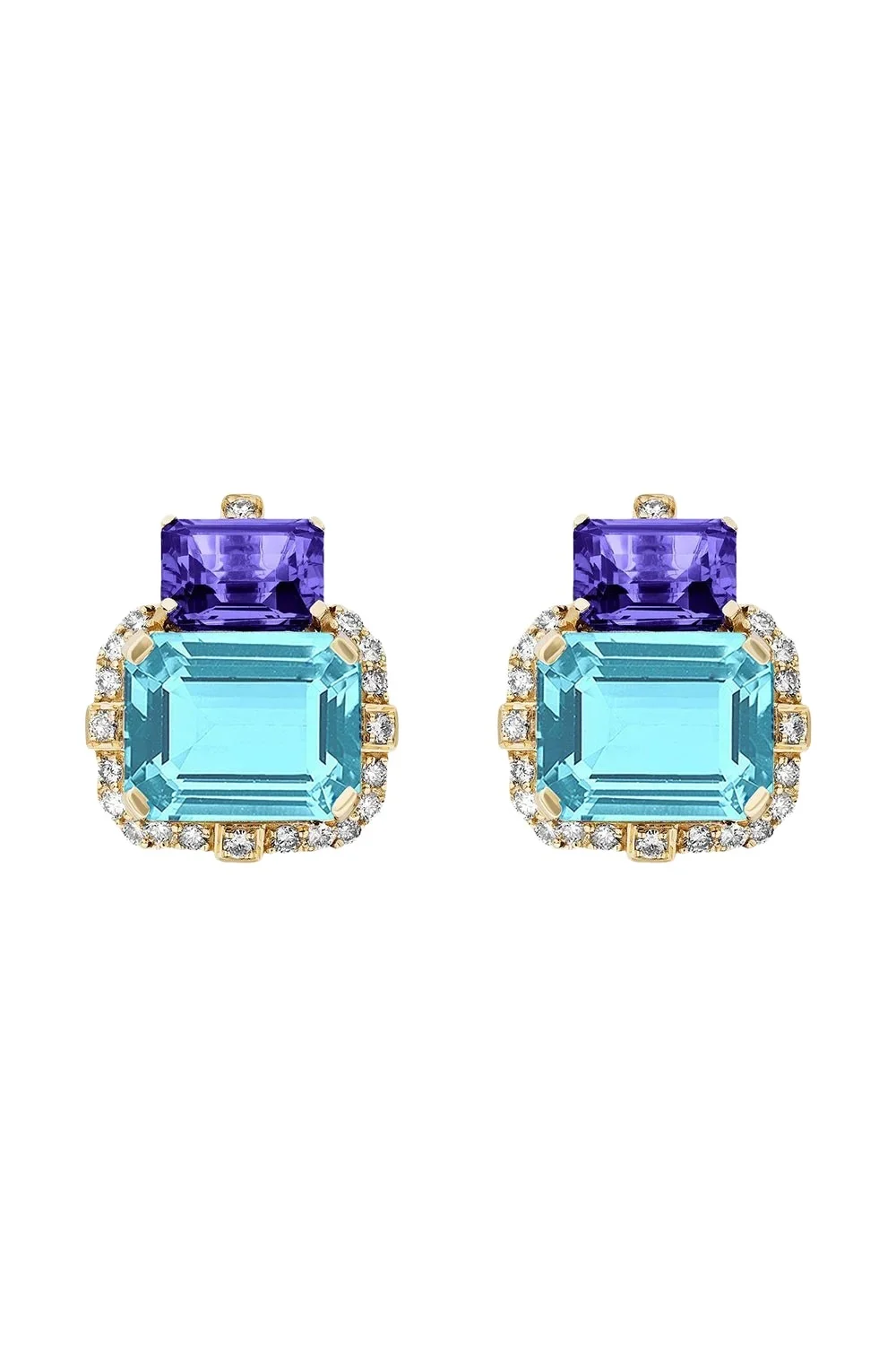 Gossip Two Tier Blue Topaz Tanzanite Earrings