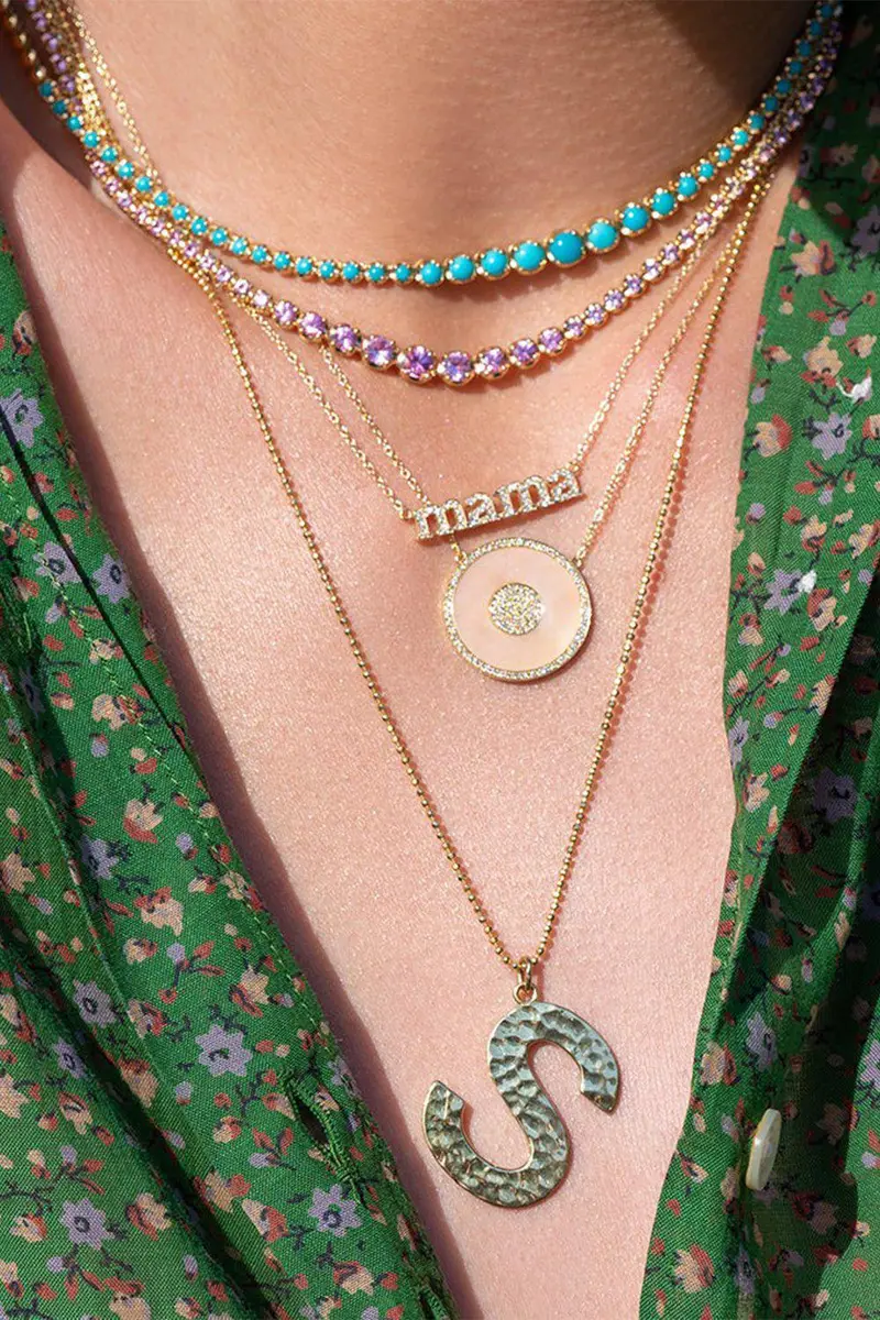 Jennifer Meyer Graduated Pink Sapphire Tennis Necklace | Thumbnail 2 Jennifer Meyer Graduated Pink Sapphire Tennis Necklace | Thumbnail 2