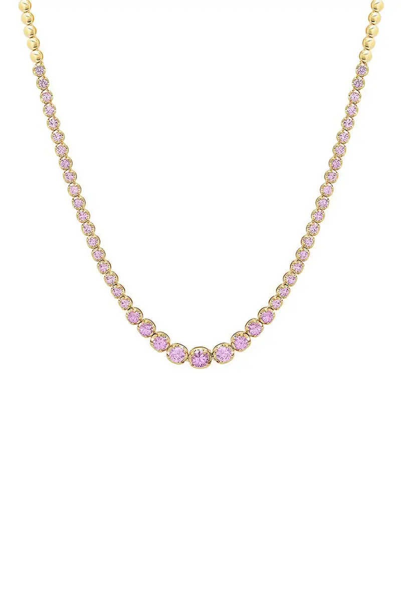Jennifer Meyer Graduated Pink Sapphire Tennis Necklace | Thumbnail 3 Jennifer Meyer Graduated Pink Sapphire Tennis Necklace | Thumbnail 3