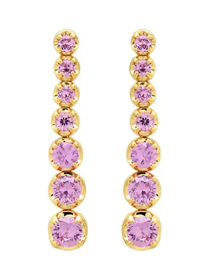 Jennifer Meyer Graduated Pink Sapphire Tennis Stud Earrings