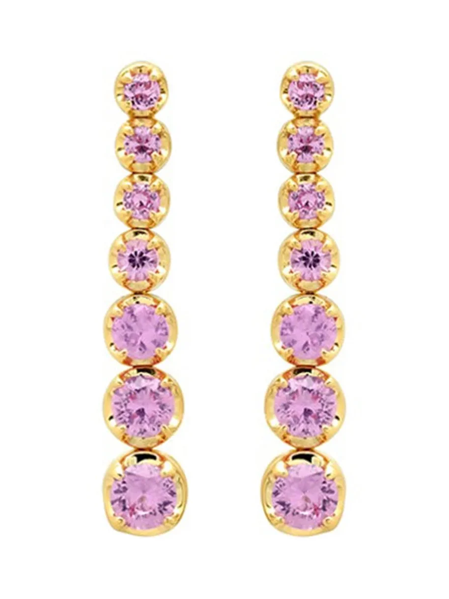Graduated Pink Sapphire Tennis Stud Earrings Graduated Pink Sapphire Tennis Stud Earrings