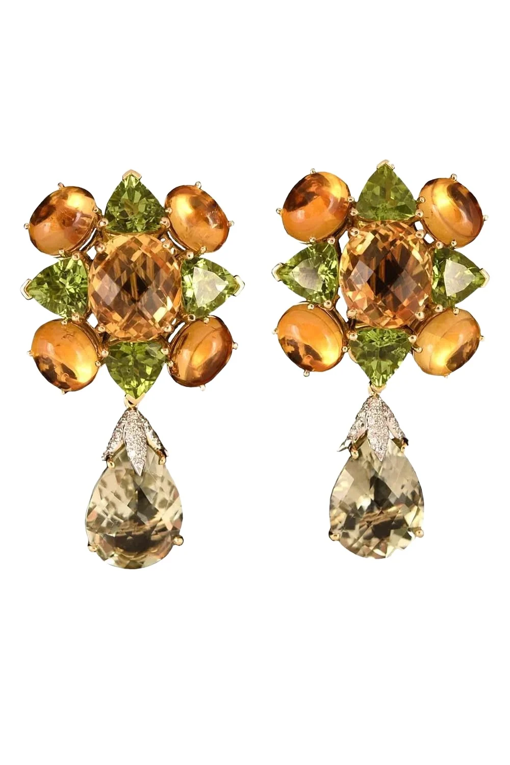 Green Amethyst Peridot Drop Earrings Green Amethyst Peridot Drop Earrings
