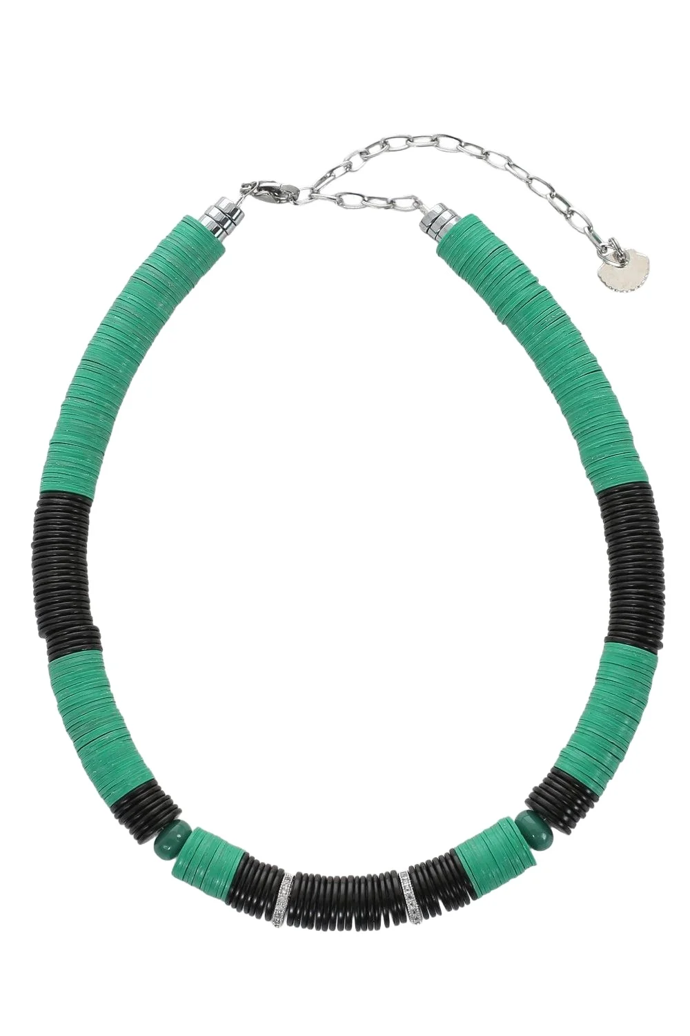 Green Black Stone Rondelle Necklace Green Black Stone Rondelle Necklace