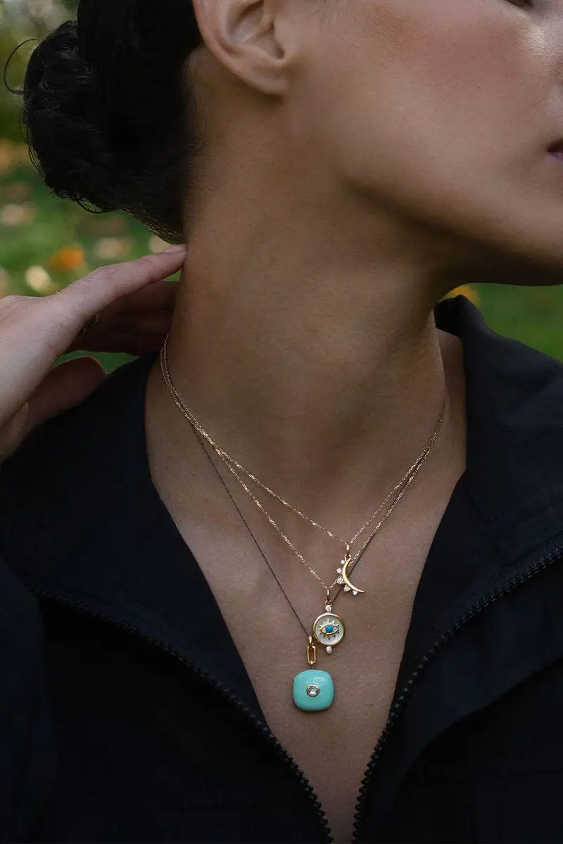 MONICA RICH KOSANN Green Enamel Gold Vermeil Cushion Locket | Thumbnail 2 MONICA RICH KOSANN Green Enamel Gold Vermeil Cushion Locket | Thumbnail 2