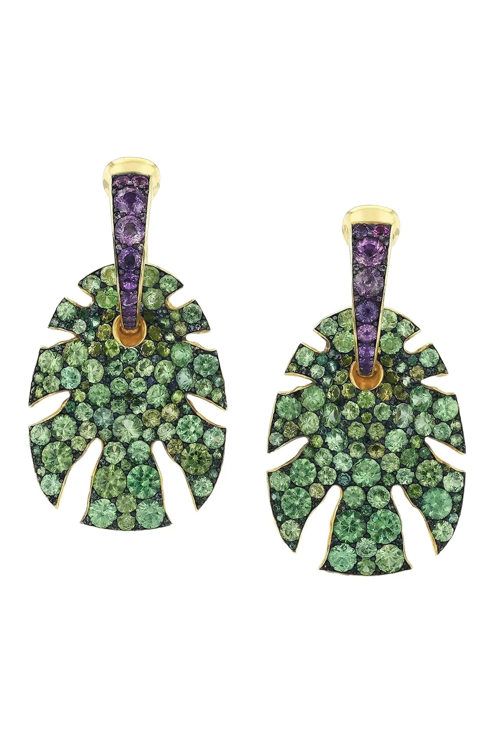 VRAM Green Purple Sapphire Split Super Sine Earrings