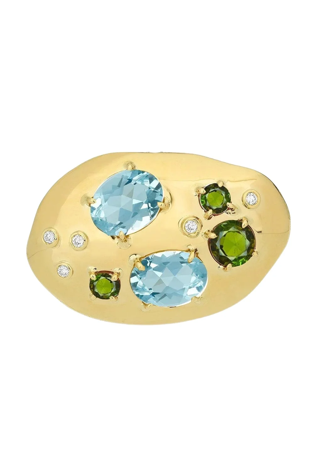 Green Tourmaline Blue Topaz Flinstone Pendant