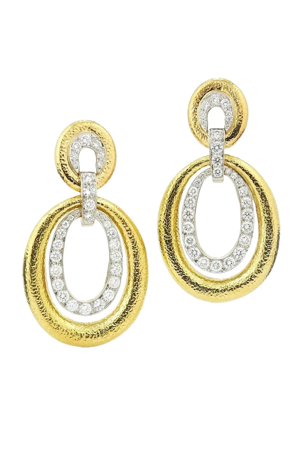 DAVID WEBB Hammered Double Oval Madison Earrings