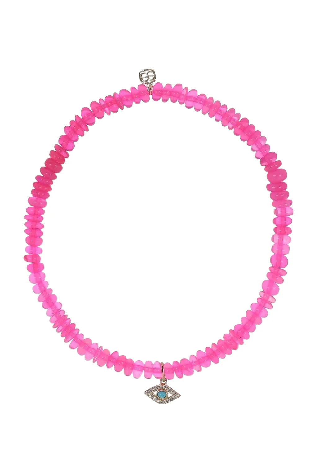 Sydney Evan Hot Pink Opal Turquoise Evil Eye Charm Bracelet
