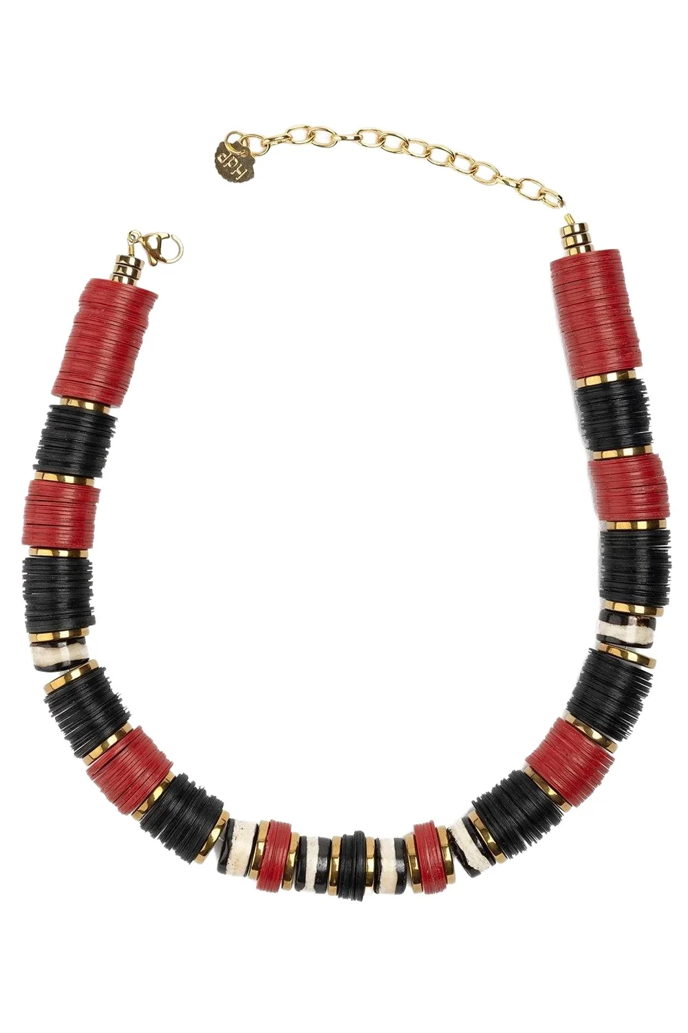 Jaipur Black Red White African beaded Necklace Jaipur Black Red White African beaded Necklace