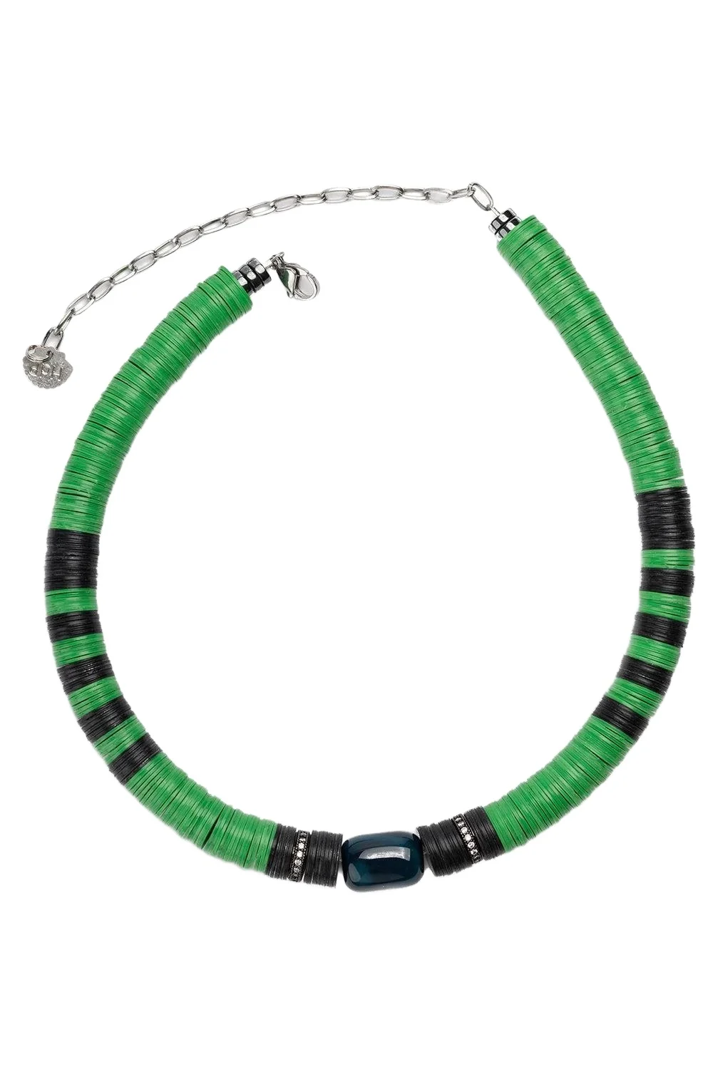 Jaipur Green Black Stone African Beaded Necklace Jaipur Green Black Stone African Beaded Necklace