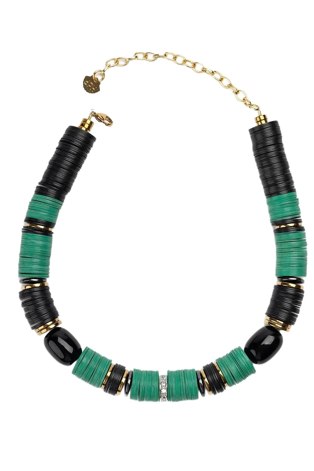 Jaipur Green Black Two Beaded Necklace Jaipur Green Black Two Beaded Necklace