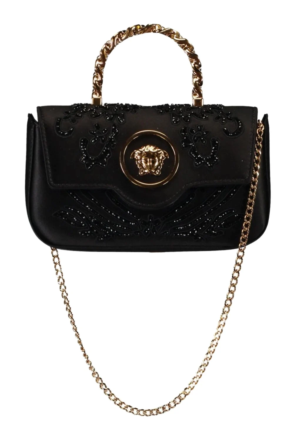 Versace La Meduse Mini Bag - Black Satin