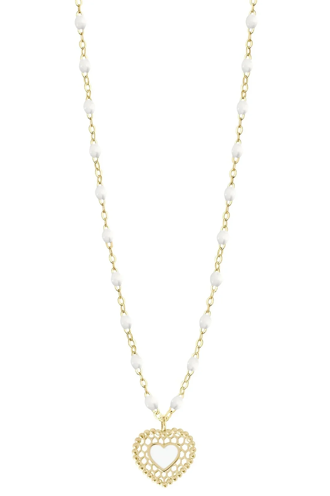 Lace Heart Necklace - 16.5in - White Lace Heart Necklace - 16.5in - White