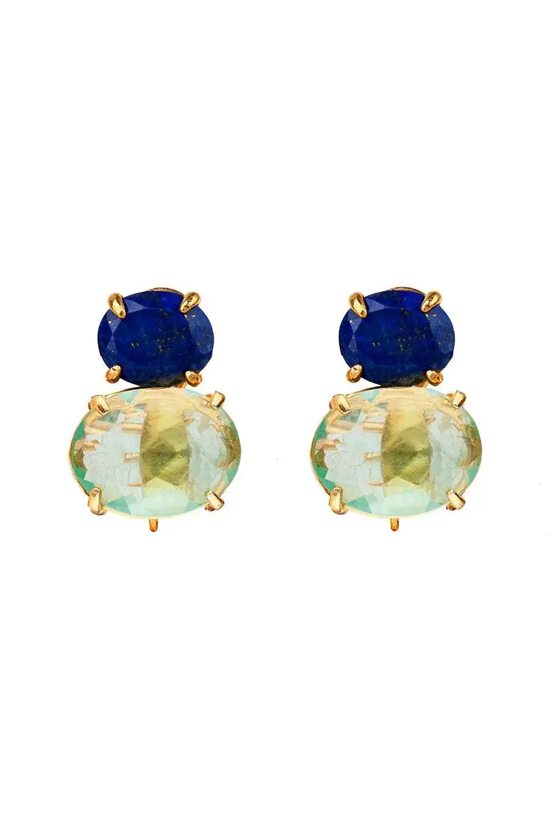 BOUNKIT JEWELRY Lapis Green Quartz Earrings | Image 1 BOUNKIT JEWELRY Lapis Green Quartz Earrings | Image 1