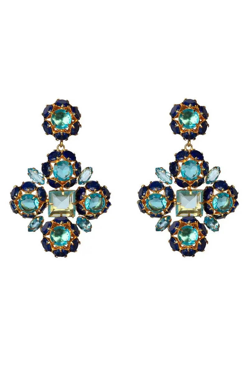 BOUNKIT JEWELRY Lapis Quartz Ariadne Earrings | Image 1 BOUNKIT JEWELRY Lapis Quartz Ariadne Earrings | Image 1
