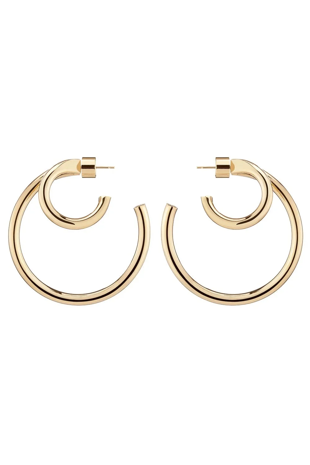 Large Double Lilly Baby Hoop Earrings - Yellow Gold - 1.5in Large Double Lilly Baby Hoop Earrings - Yellow Gold - 1.5in