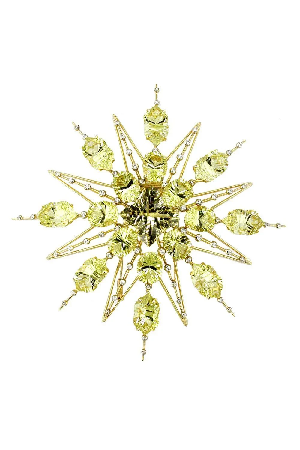 Lemon Quartz Diamond Star Brooch Lemon Quartz Diamond Star Brooch