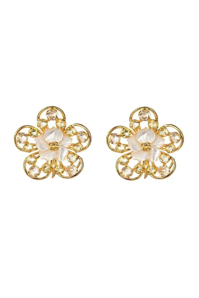 BOUNKIT JEWELRY Lemon Quartz Flower Earrings | Image 1 BOUNKIT JEWELRY Lemon Quartz Flower Earrings | Image 1