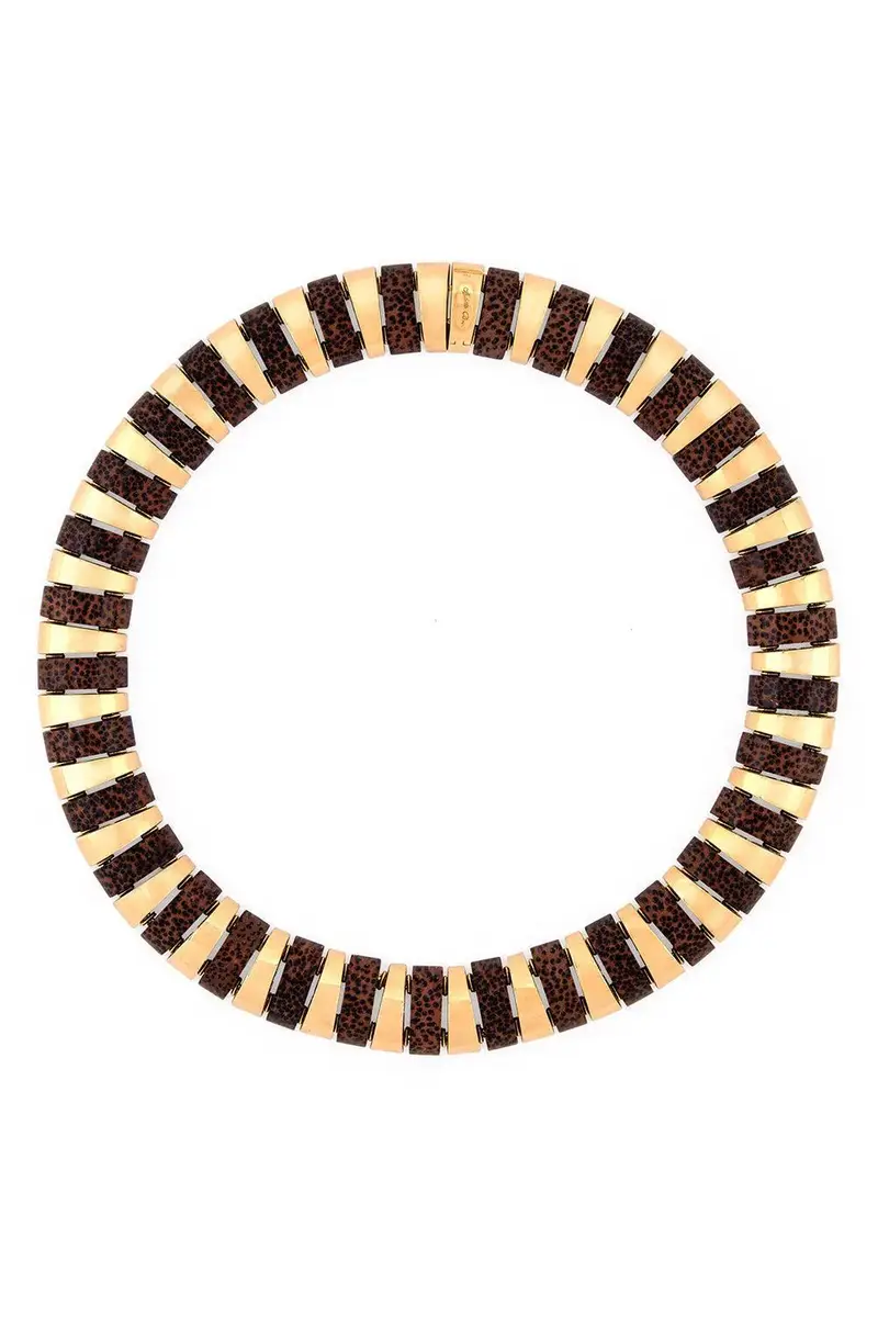 ALETTO BROTHERS Leopard Palm Wood Selvaggia Collar Necklace | Image 1 ALETTO BROTHERS Leopard Palm Wood Selvaggia Collar Necklace | Image 1