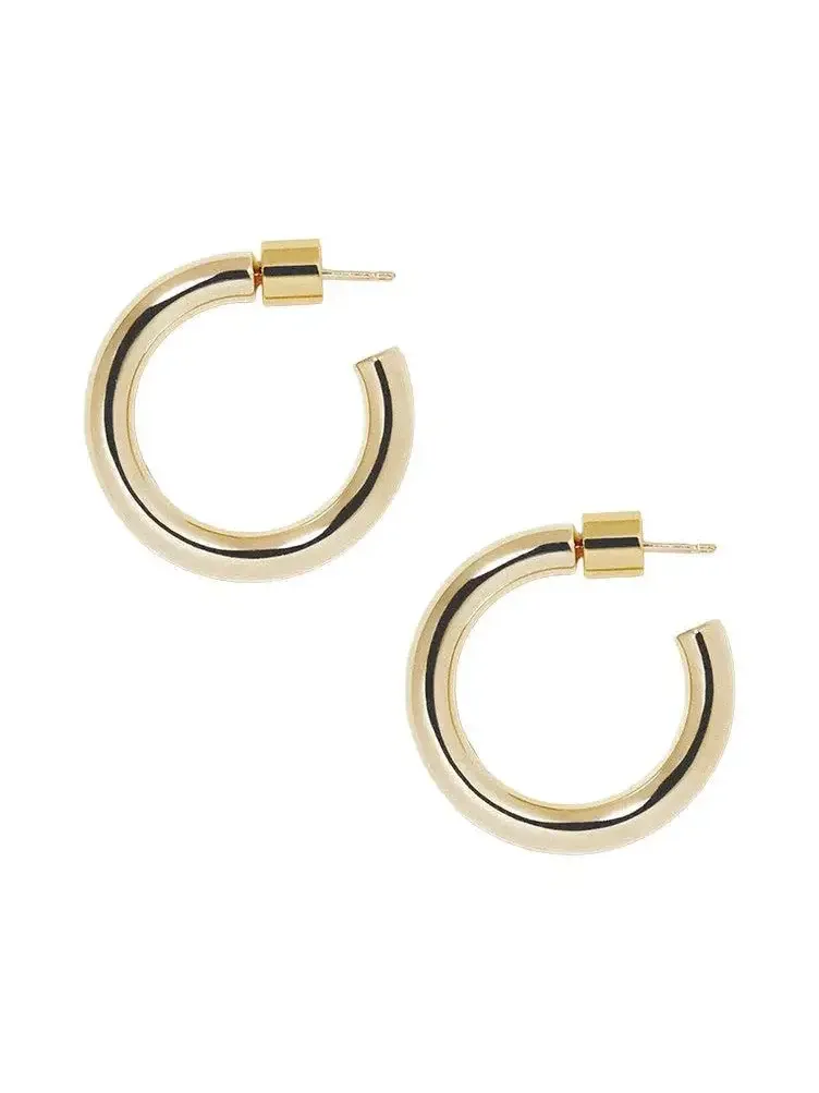 Lilly Huggie Earrings - Yellow Gold - 1in Lilly Huggie Earrings - Yellow Gold - 1in