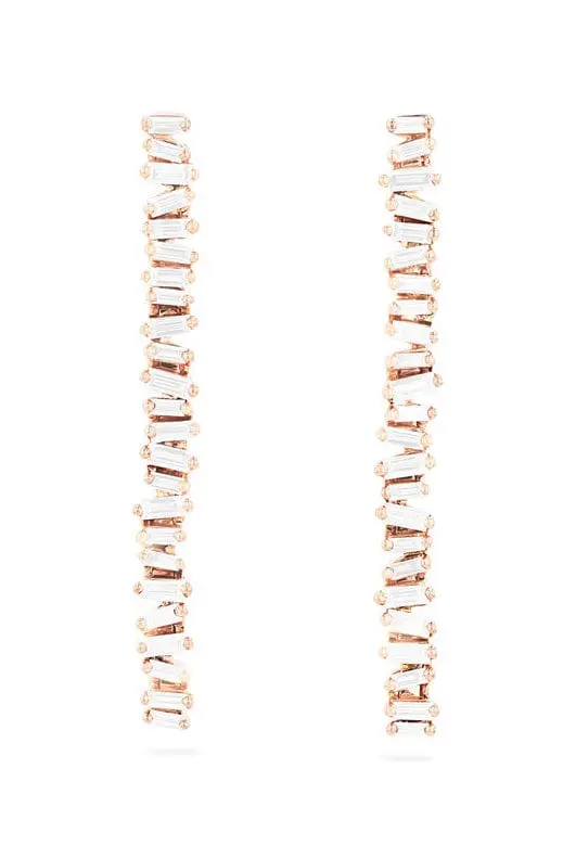 Suzanne Kalan Linear Baby Tennis Diamond Earrings