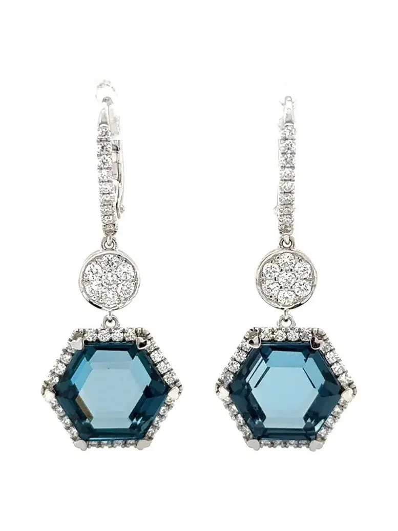 London Blue Topaz Hexagon Drop Earrings London Blue Topaz Hexagon Drop Earrings