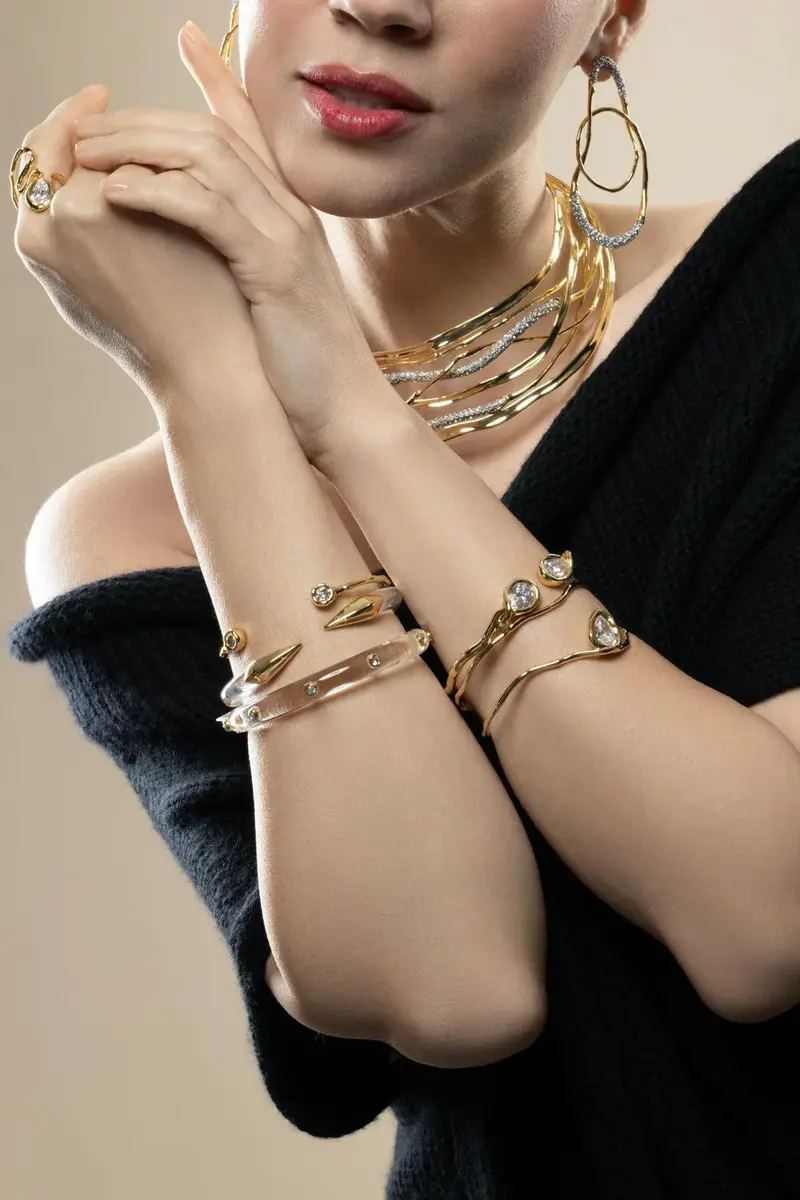 ALEXIS BITTAR Lucite Mirrored Pyramid Brake Hinge Bracelet | Thumbnail 2 ALEXIS BITTAR Lucite Mirrored Pyramid Brake Hinge Bracelet | Thumbnail 2