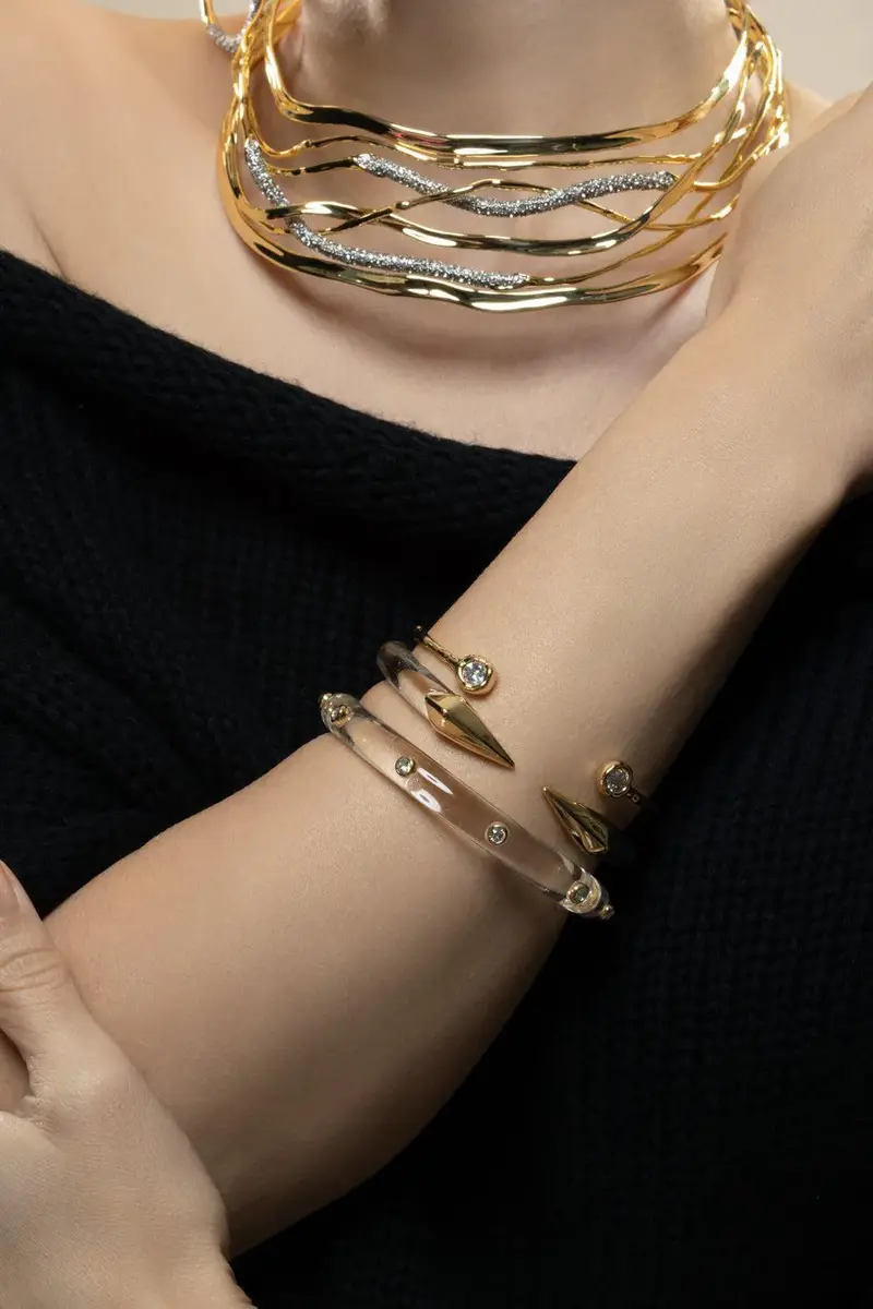 ALEXIS BITTAR Lucite Mirrored Pyramid Brake Hinge Bracelet | Thumbnail 3 ALEXIS BITTAR Lucite Mirrored Pyramid Brake Hinge Bracelet | Thumbnail 3