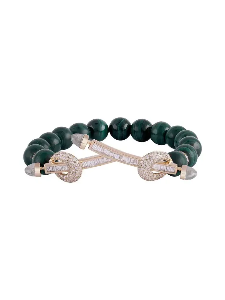 Malachite Diamond Double Bar Chakra Bracelet Malachite Diamond Double Bar Chakra Bracelet