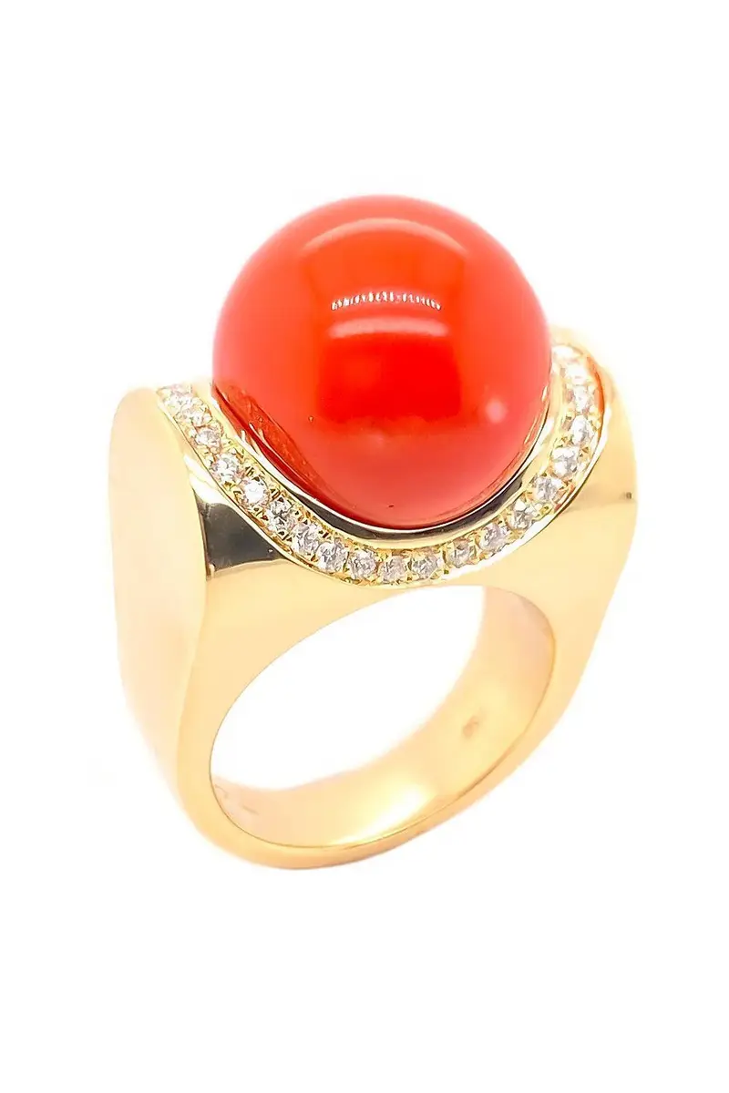 ALETTO BROTHERS Mediterranean Coral Diamond Accent Sfera Ring | Image 1 ALETTO BROTHERS Mediterranean Coral Diamond Accent Sfera Ring | Image 1