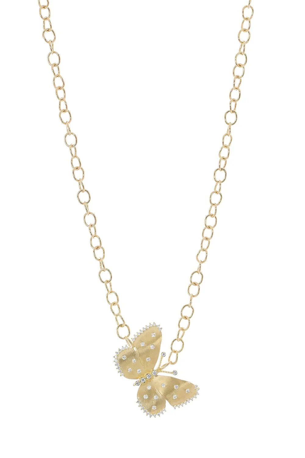 TANYA FARAH Medium Diamond Butterfly Half Wing Necklace