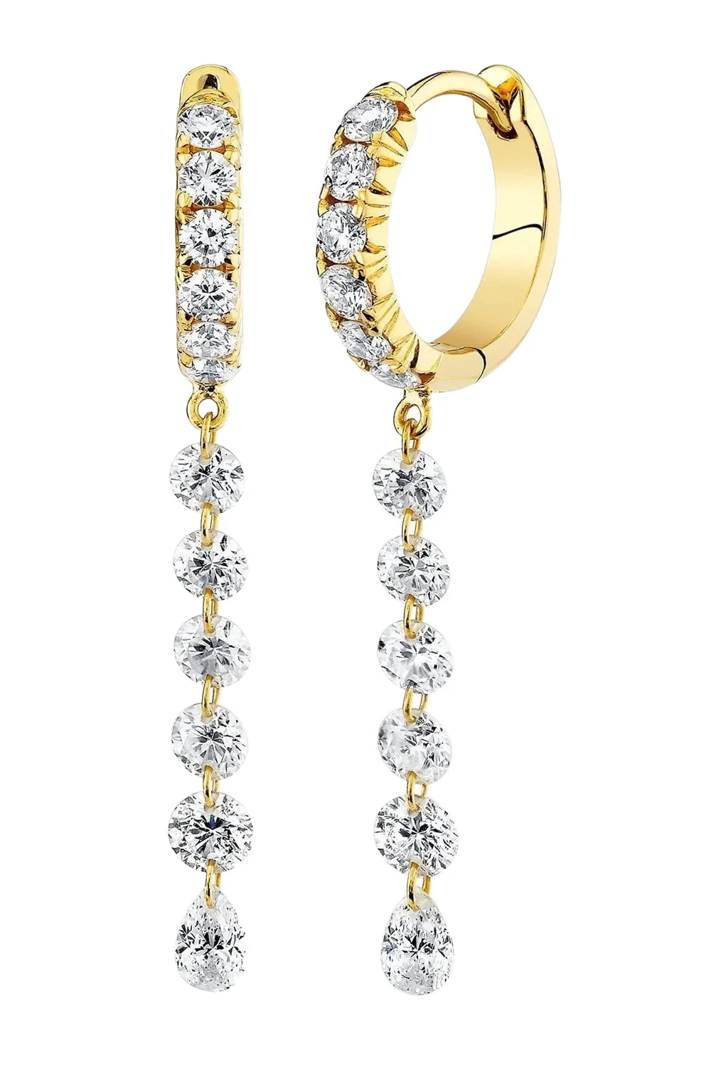 LOGAN HOLLOWELL Medium Diamond Dangle Hoop Earrings