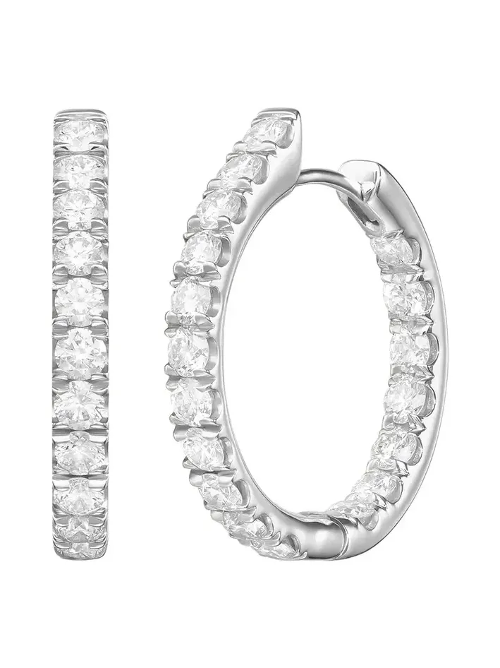 Medium Honey Diamond Hoop Earrings