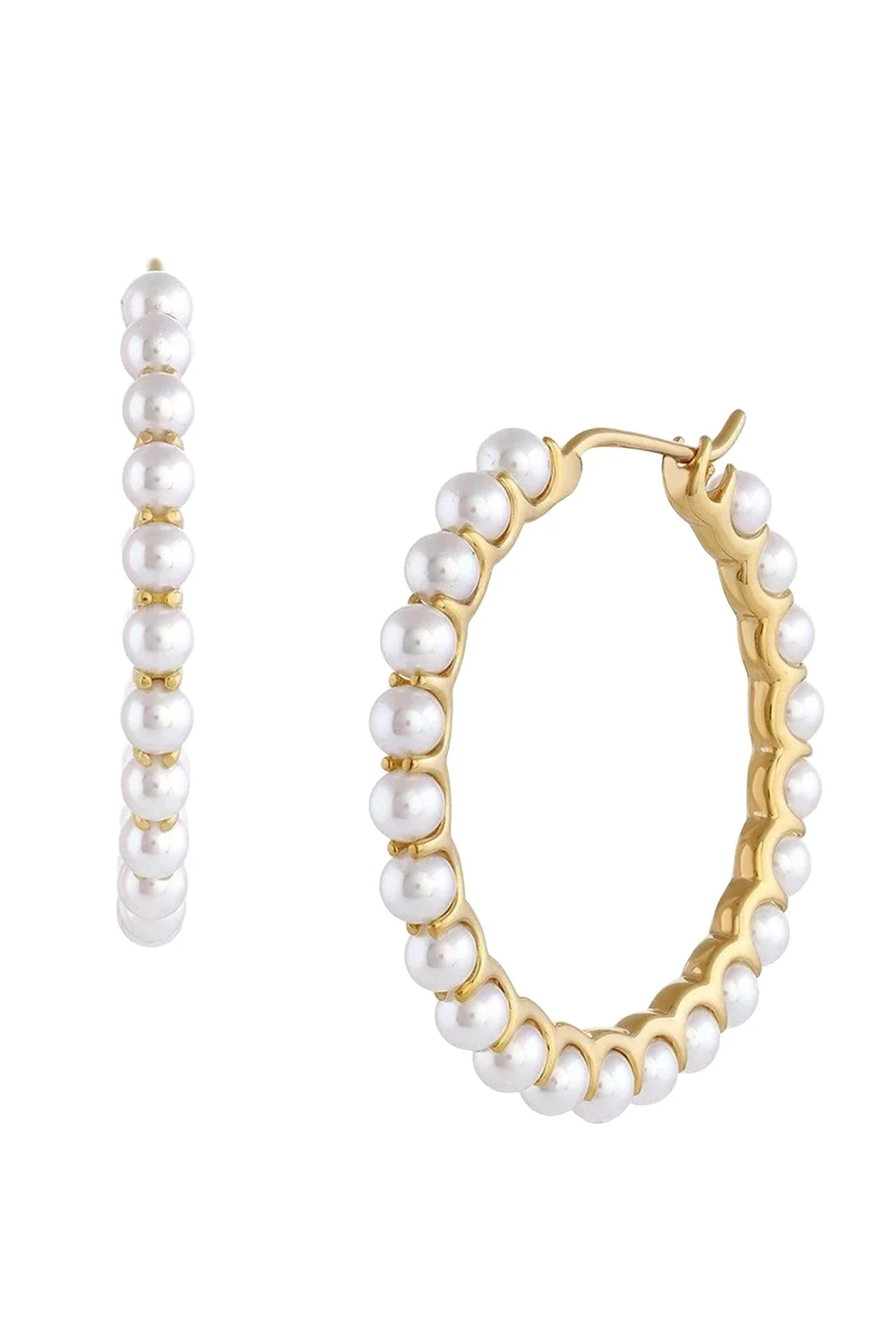 BAGGINS Medium Pearl Hoop Earrings