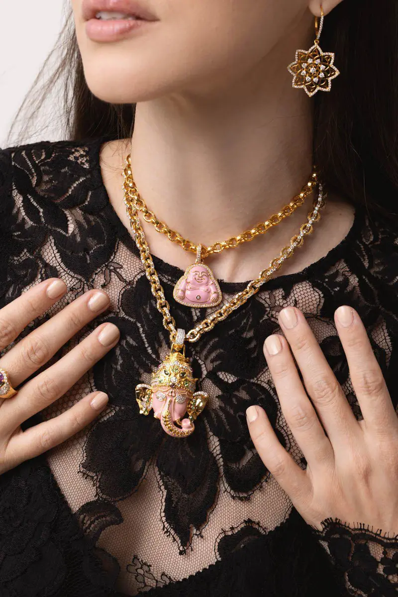 BUDDHA MAMA Medium Pink Happy Buddha Pendant | Thumbnail 3