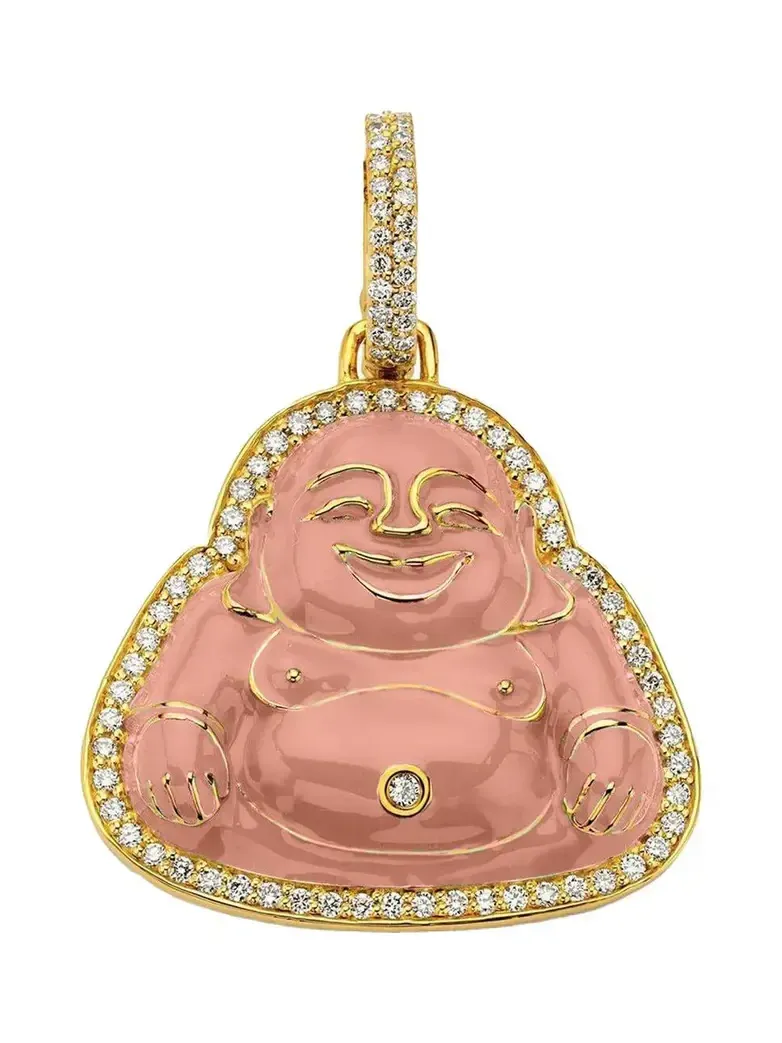 Medium Pink Happy Buddha Pendant
