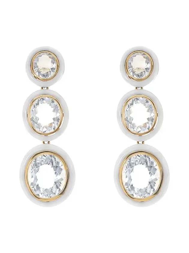 Melange Three Tier White Agate Earrings