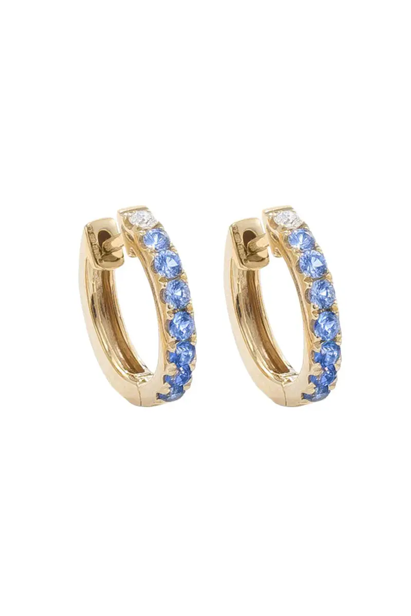 Robinson Pelham Midi Blue Sapphire Diamond Hoop Earrings | Image 1 Robinson Pelham Midi Blue Sapphire Diamond Hoop Earrings | Image 1