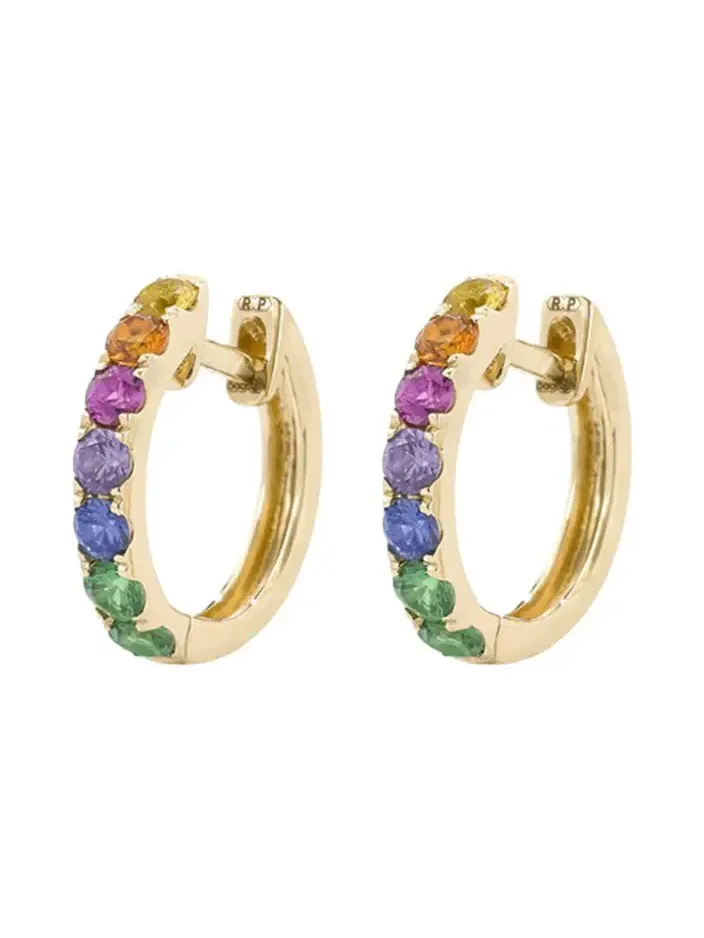 Midi Rainbow Hoop Earrings