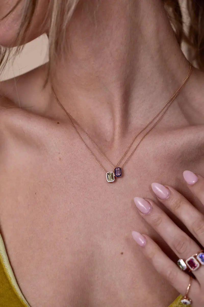 Selim Mouzannar Mina White Enamel Green Tourmaline Necklace | Thumbnail 2 Selim Mouzannar Mina White Enamel Green Tourmaline Necklace | Thumbnail 2