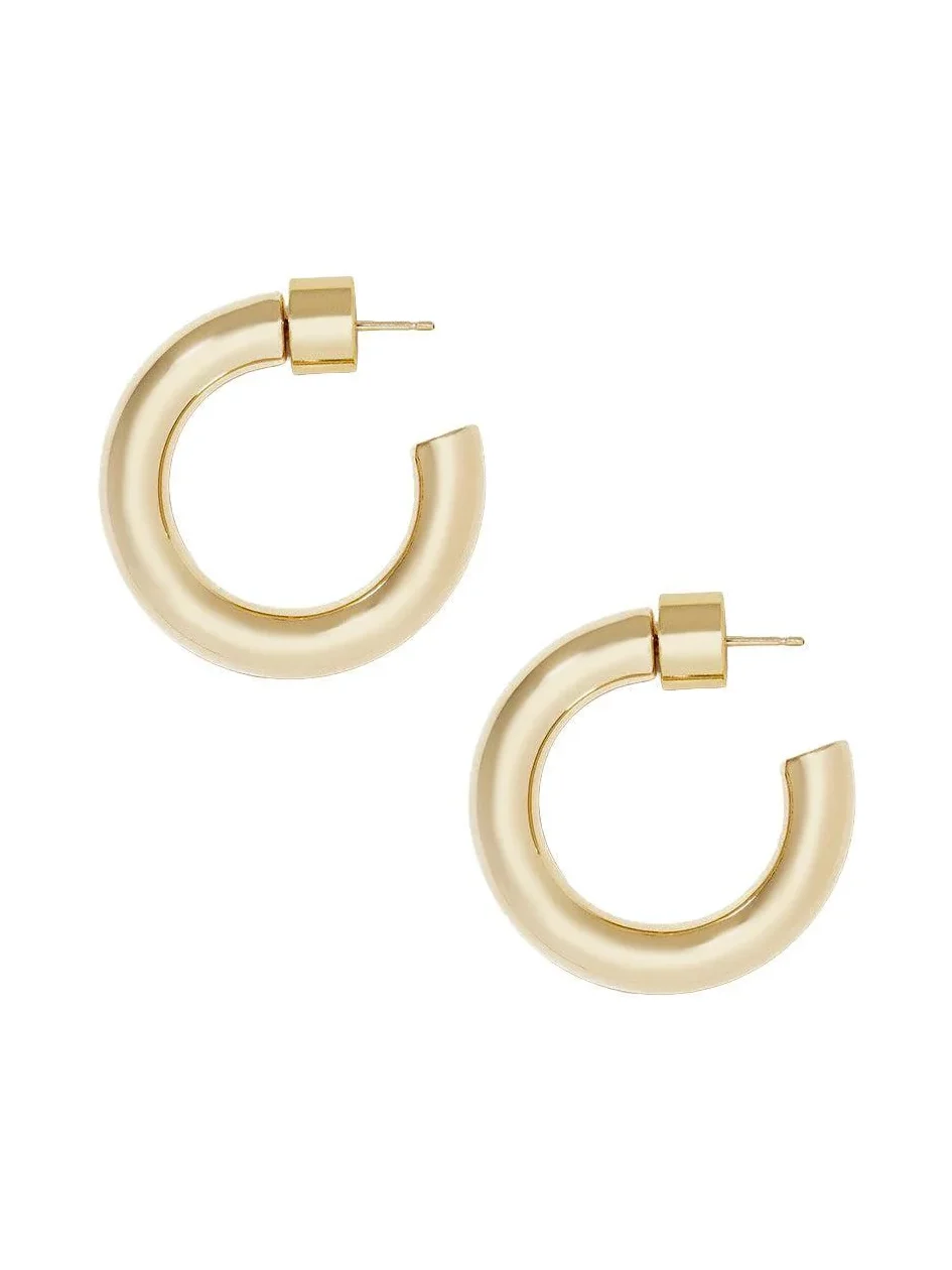 Mini Natasha Hoop Earrings - Yellow Gold - 1in Mini Natasha Hoop Earrings - Yellow Gold - 1in