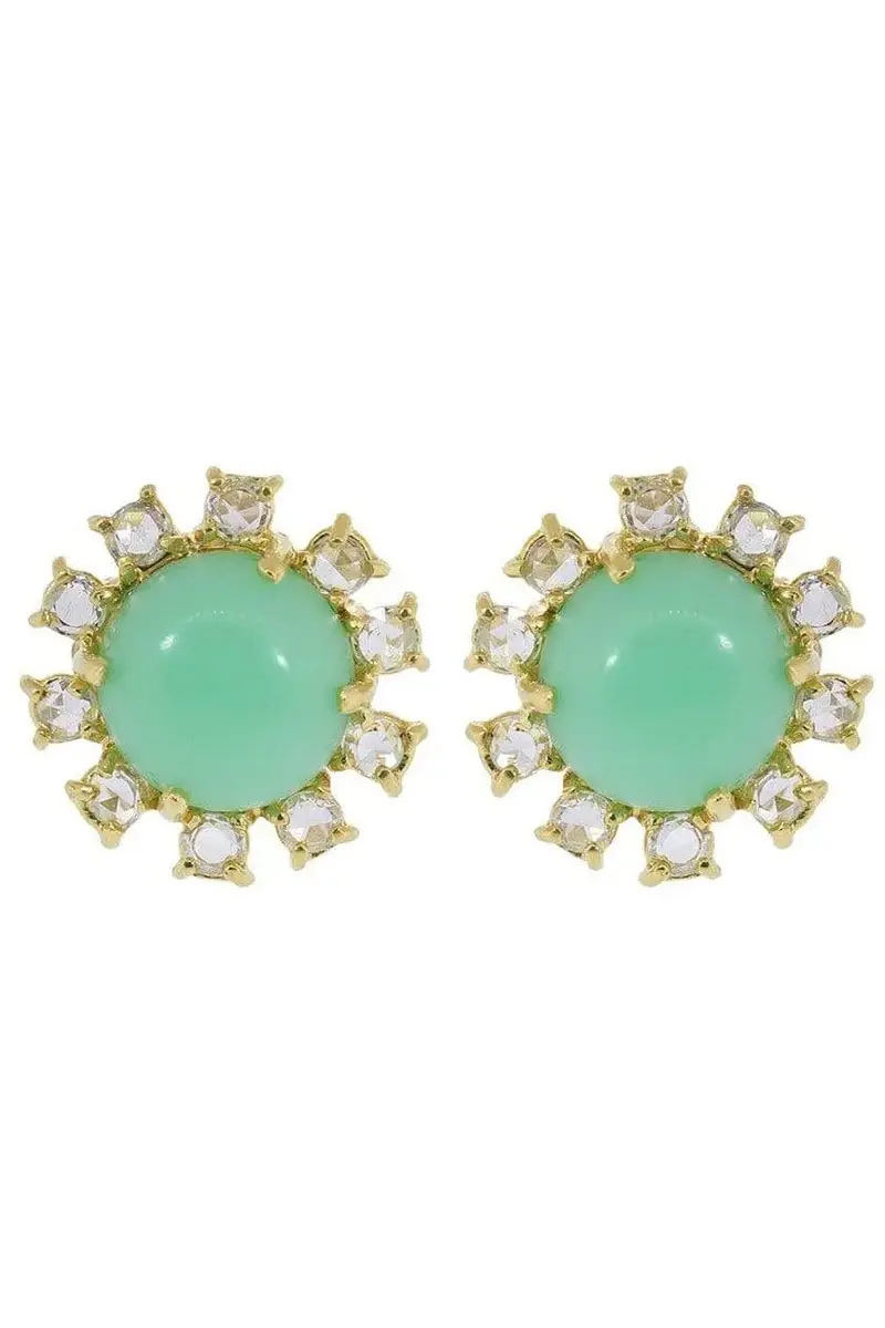 IRENE NEUWIRTH JEWELRY Mint Chrysoprase and Diamond Stud Earrings | Image 1 IRENE NEUWIRTH JEWELRY Mint Chrysoprase and Diamond Stud Earrings | Image 1